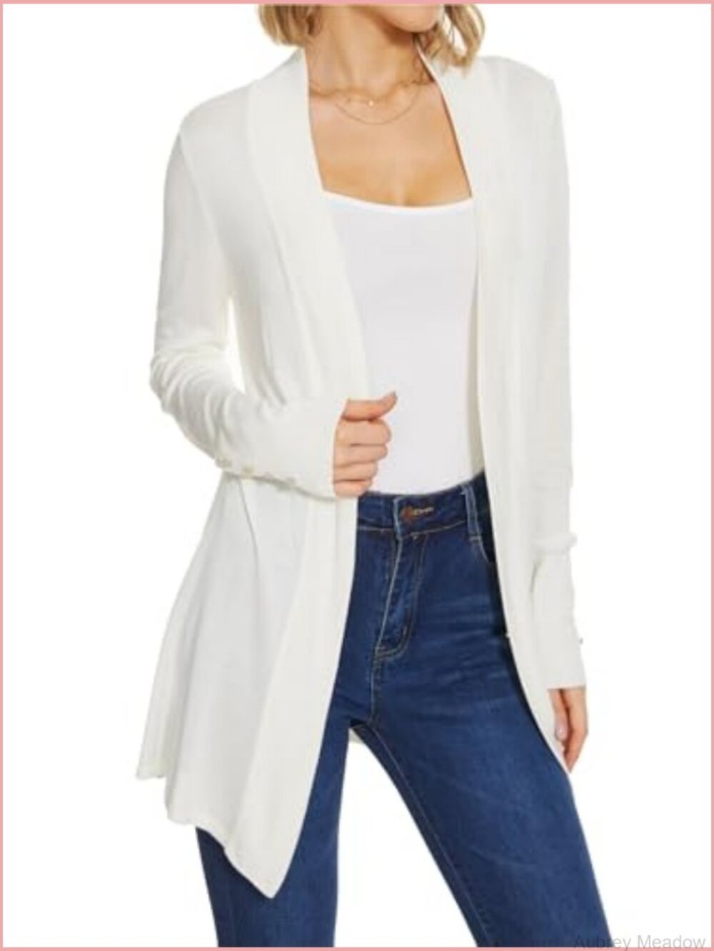 Lightweight Open Front Knit Cardigan with Pockets - Picture 3 of 7
